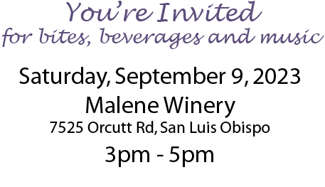 You're Invited - Sept 9, Malene Winery, 3-5